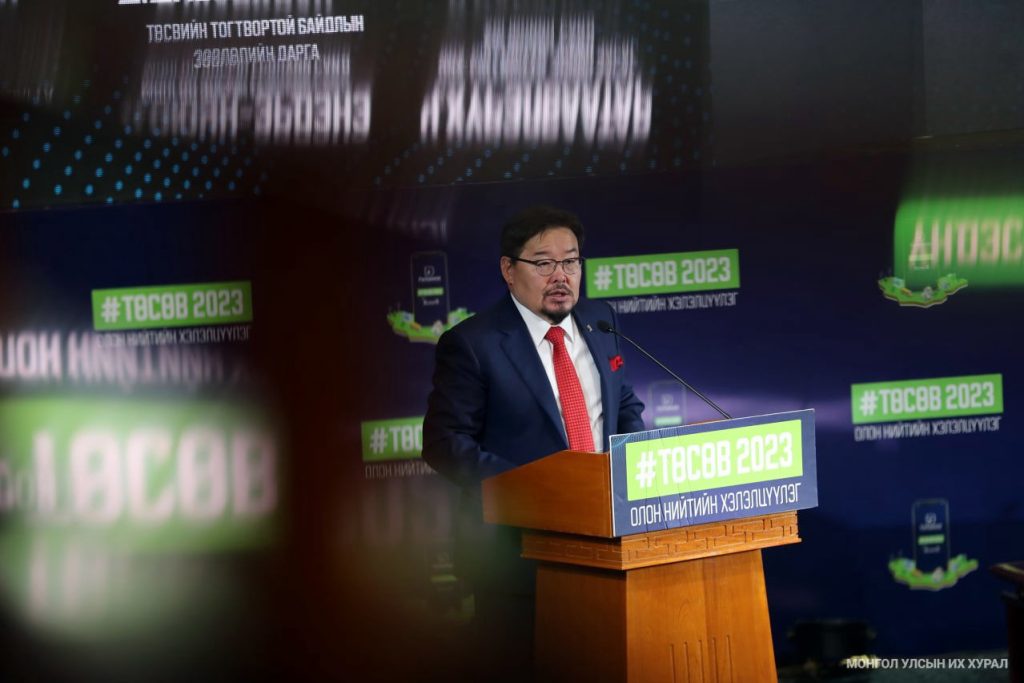 “ТӨСӨВ -2023” ОЛОН НИЙТИЙН ХЭЛЭЛЦҮҮЛГИЙГ НЭЭЖ УЛСЫН ИХ ХУРЛЫН ДАРГА Г.ЗАНДАНШАТАРЫН ХЭЛСЭН ҮГ